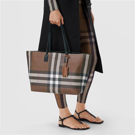 burberry medium check and leather tote|burberry leather brown tote bag.